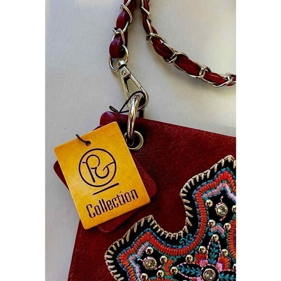 NWT PG Collection Woman’s Plum Leather Bling Cross Cell Phone Purse - Picture 5 of 11